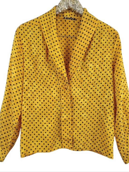 Vintage Tops - Vintage 80s 90s Russ Yellow Womens Yellow Plus Size Geometric Top